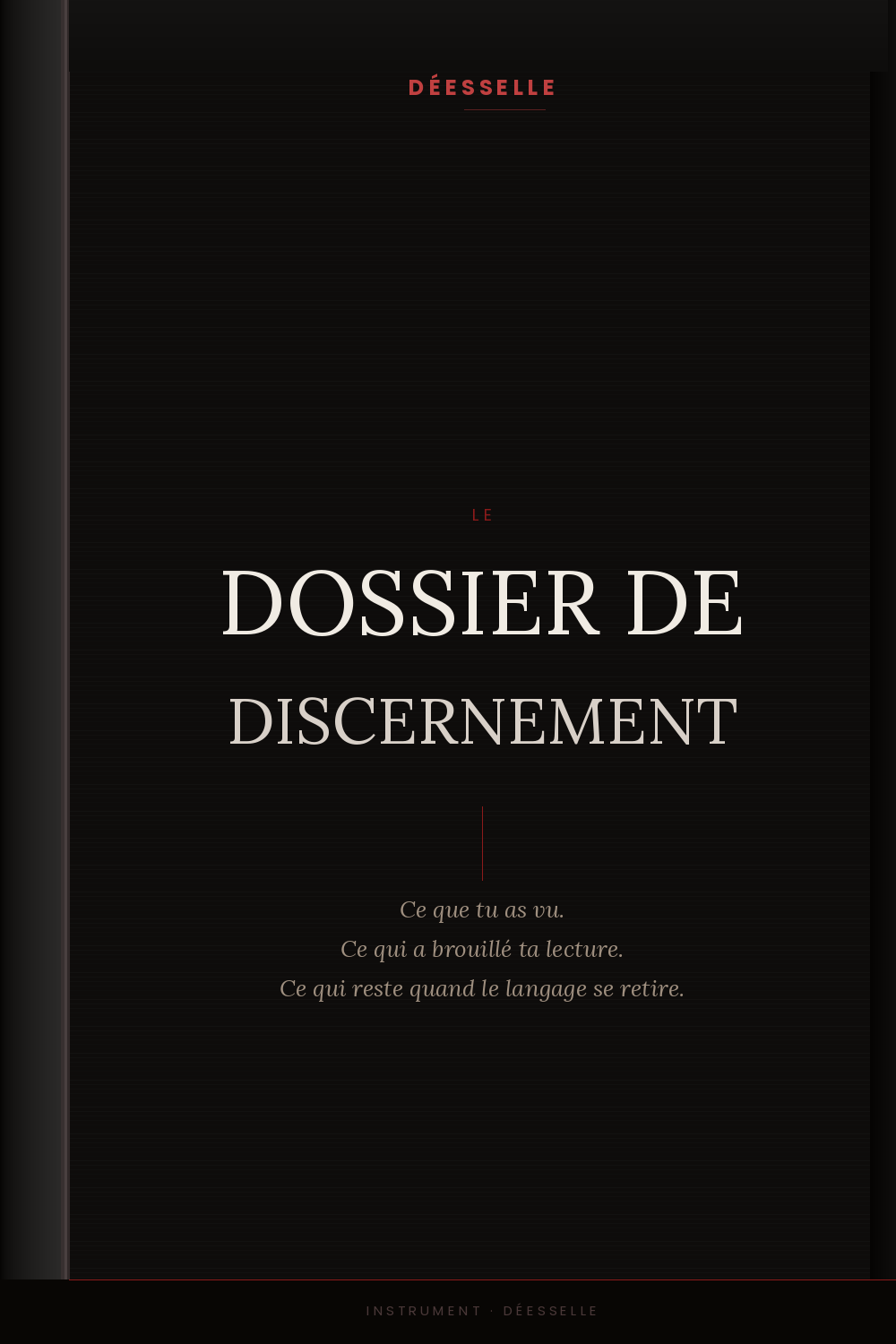 Le Dossier de discernement, cahier noir premium Déesselle